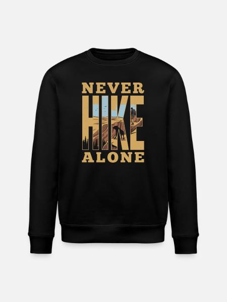 Mountains - Never Hike Alone - Stanley/Stella ROLLER Unisex Organic Sweatshirt - black
