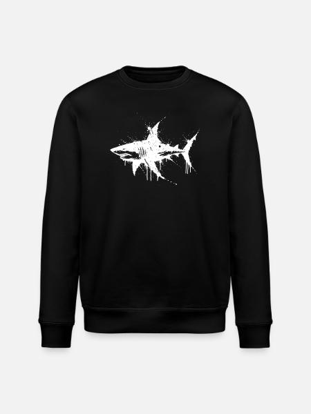 Requin Splatter Blanc - Sweat bio ROLLER Stanley/Stella Unisexe - noir