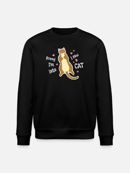 Undskyld, jeg er forsinket, jeg så en kat - Stanley/Stella økologisk unisex-sweatshirt ROLLER - sort