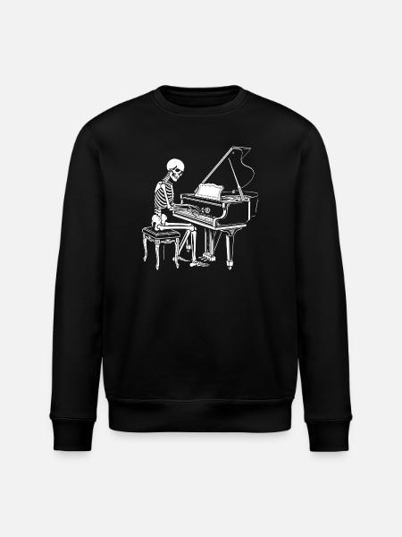 Skeleton playing piano - Stanley/Stella ROLLER Unisex Organic Sweatshirt - black