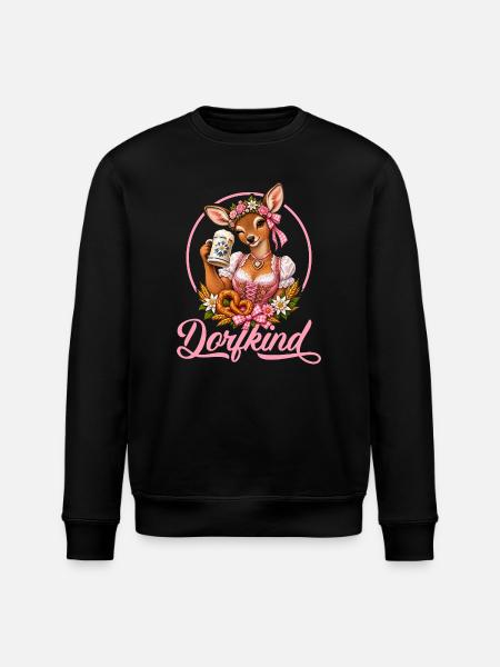 Dorflokind im Dirndl - Stanley/Stella Unisex Bio-Sweatshirt ROLLER - Schwarz
