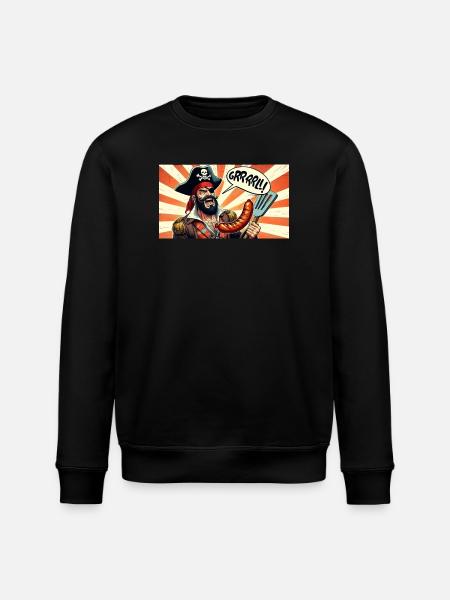 Pirat mit Wurstgrill - Stanley/Stella Unisex Bio-Sweatshirt ROLLER - Schwarz
