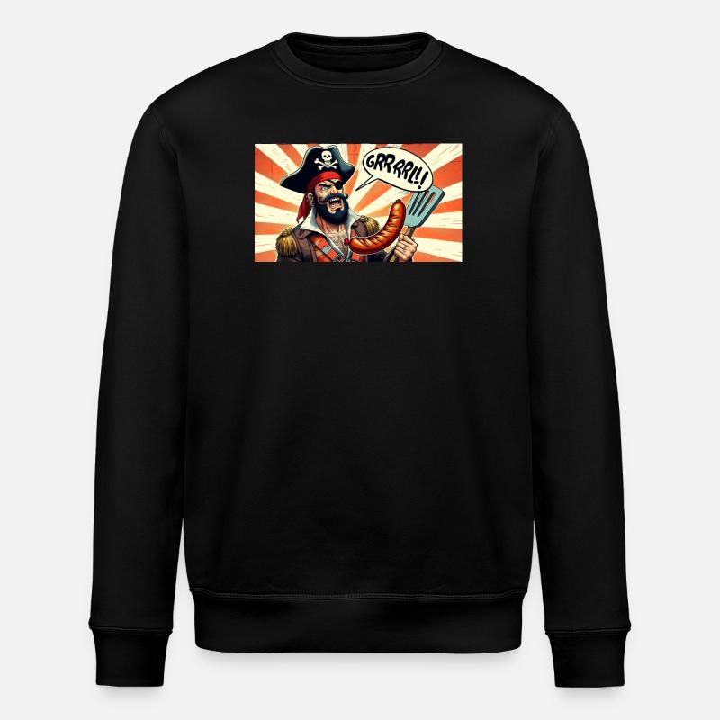 Pirat mit Wurstgrill - Stanley/Stella Unisex Bio-Sweatshirt ROLLER - Schwarz