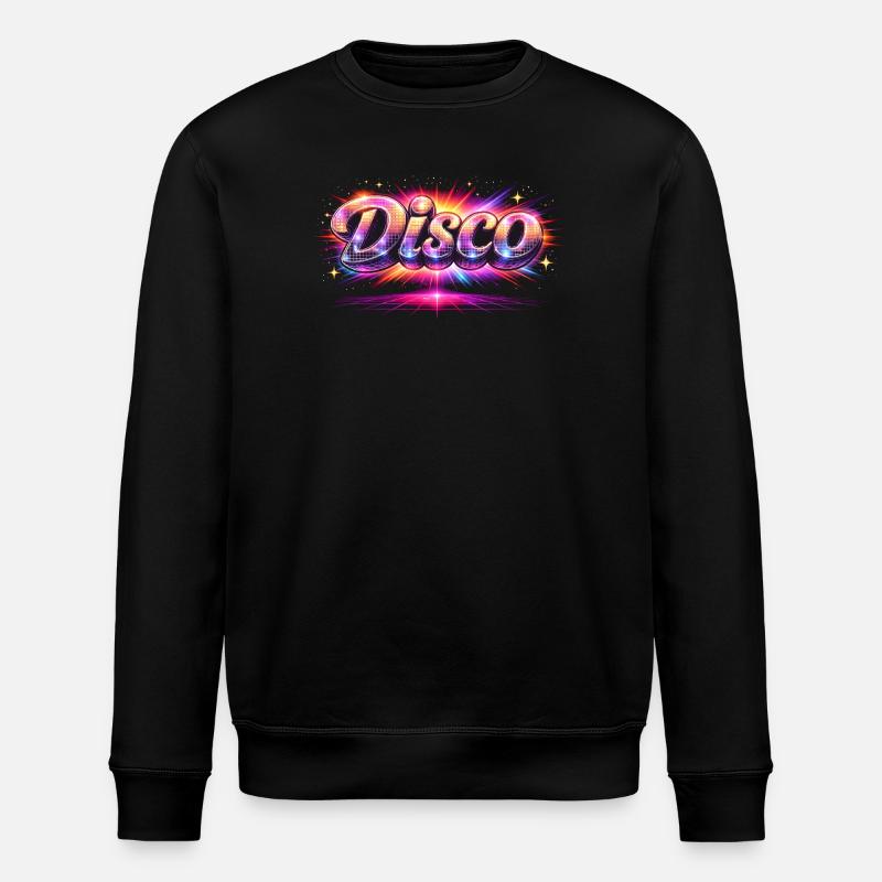 Disco Lettering Neon 80s Style - Stanley/Stella ROLLER Unisex Organic Sweatshirt - black