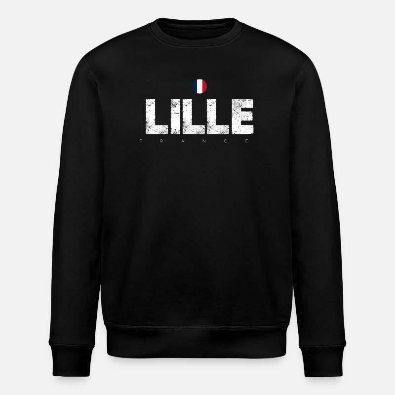 Lille Frankreich Distressed Typografie - Stanley/Stella Unisex Bio-Sweatshirt ROLLER - Schwarz