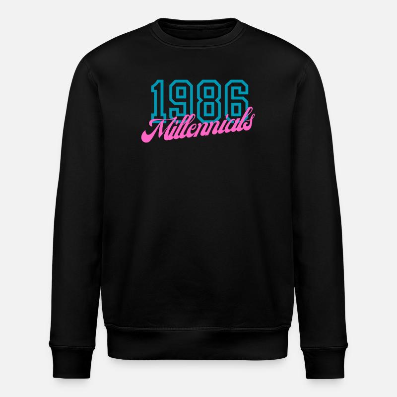 1986 Millennials Retro Numeric Design - Stanley/Stella ROLLER Unisex Organic Sweatshirt - black