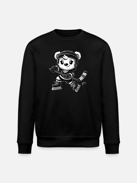 Eisbär Chibi Eishockeyspieler - Stanley/Stella Unisex Bio-Sweatshirt ROLLER - Schwarz