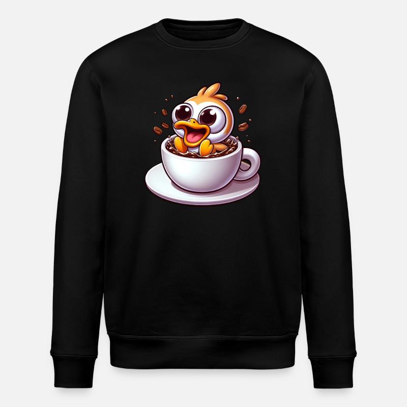 Vogelküken Kaffeetrinker Koffeinschock - Stanley/Stella Unisex Bio-Sweatshirt ROLLER - Schwarz