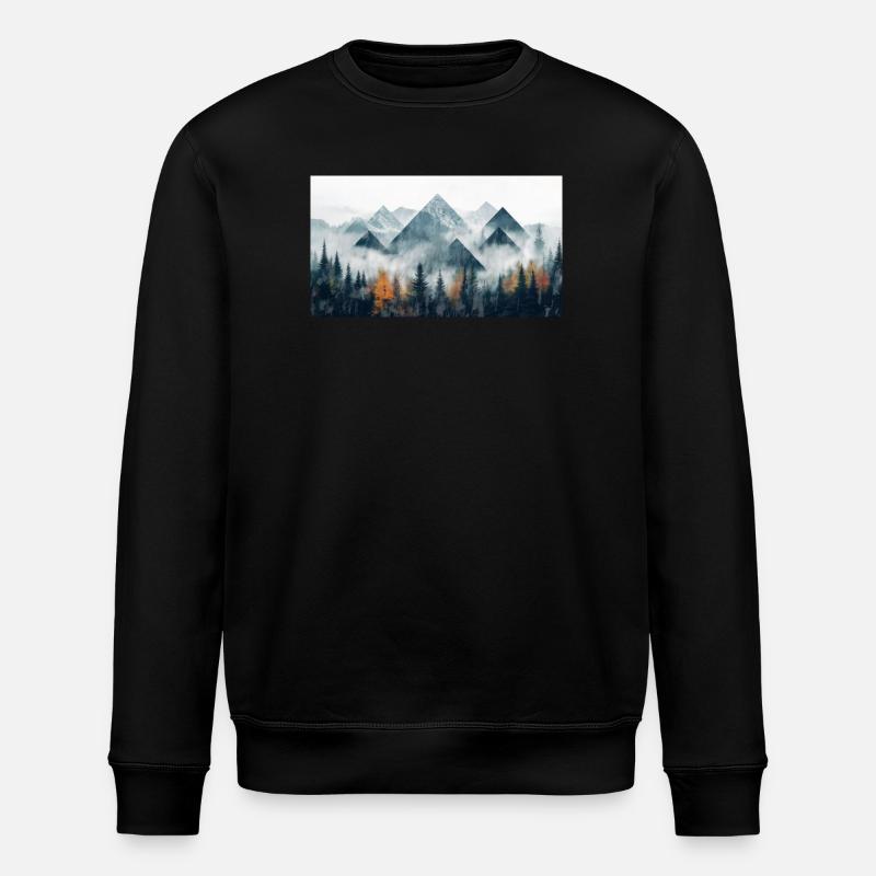 forest mountains - Stanley/Stella ROLLER Unisex Organic Sweatshirt - black