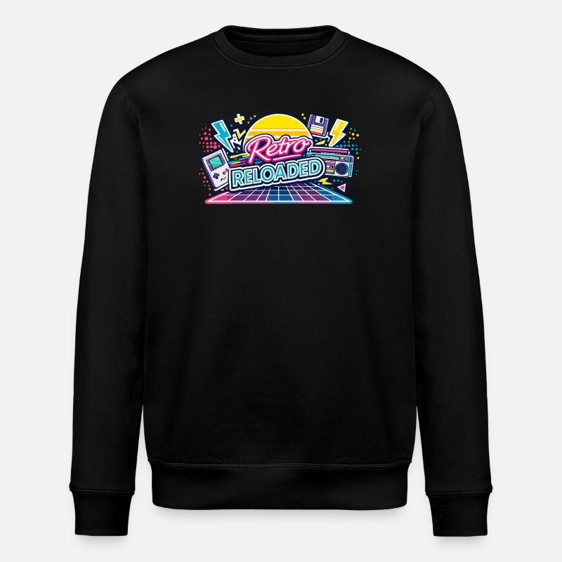 Retro Reloaded Neon Grid - Stanley/Stella ROLLER Unisex Organic Sweatshirt - black