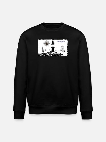 Warnemünde Leuchtturm Kompass Edition - Stanley/Stella Unisex Bio-Sweatshirt ROLLER - Schwarz