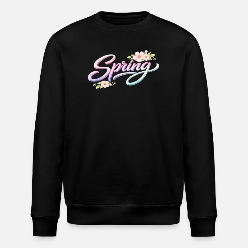 Spring lettering with flowers - Stanley/Stella ROLLER Unisex Organic Sweatshirt - black