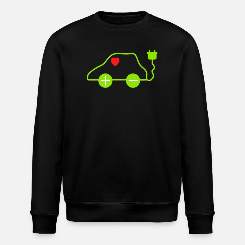 Grünes E-Auto Herz Design - Stanley/Stella Unisex Bio-Sweatshirt ROLLER - Schwarz