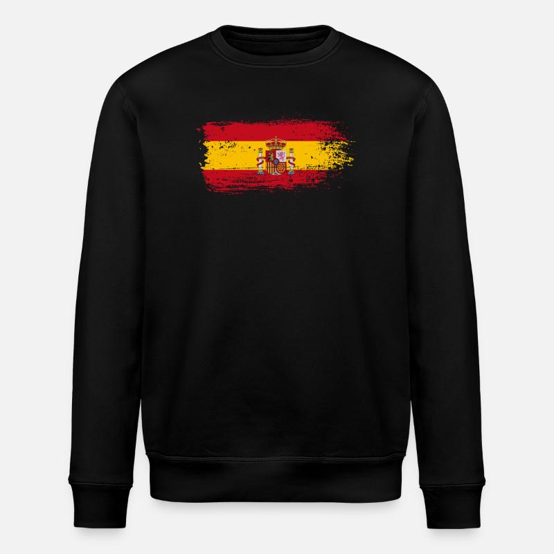 Spanish Flag Crest Splash - Stanley/Stella ROLLER Unisex Organic Sweatshirt - black