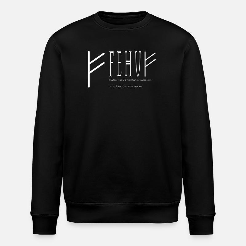 Fehu lettering design white - Stanley/Stella ROLLER Unisex Organic Sweatshirt - black