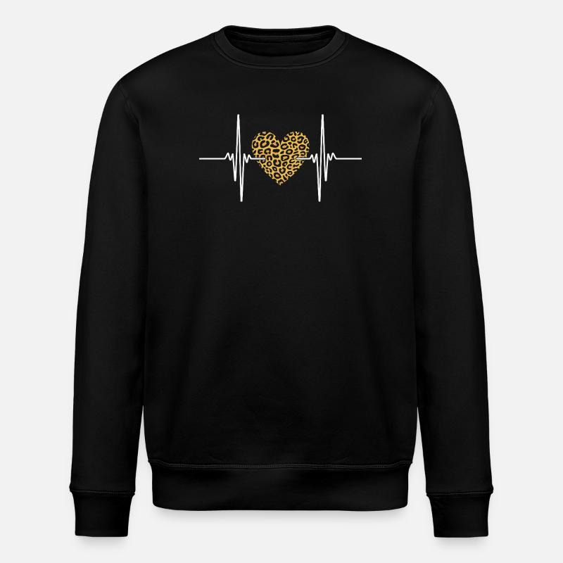 Leopard Heart - Stanley/Stella ROLLER Unisex Organic Sweatshirt - black