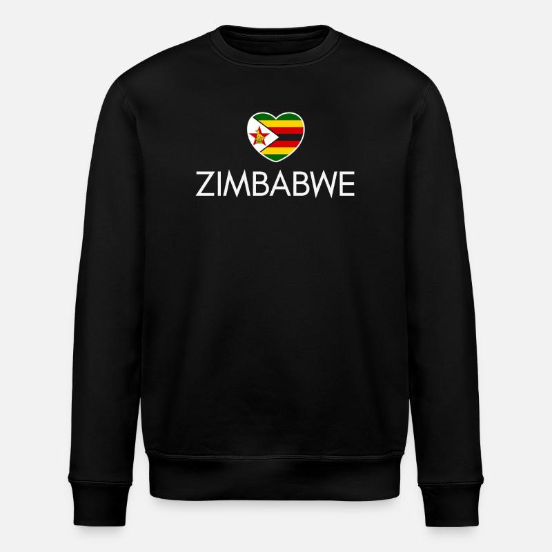 Ich liebe Simbabwe, Herz Simbabwe - Stanley/Stella Unisex Bio-Sweatshirt ROLLER - Schwarz
