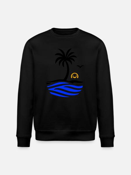 Ocean Palm Tree Summer - Stanley/Stella ROLLER Unisex Organic Sweatshirt - black