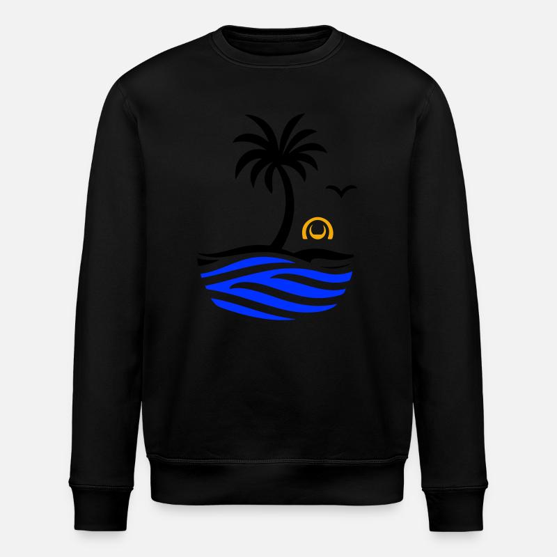 Ocean Palm Tree Summer - Stanley/Stella ROLLER Unisex Organic Sweatshirt - black