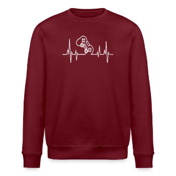 Gamer Heartbeat Gamer Heartbeat Gift - Stanley/Stella ROLLER Unisex Organic Sweatshirt - burgundy - Front - Nik (191cm)