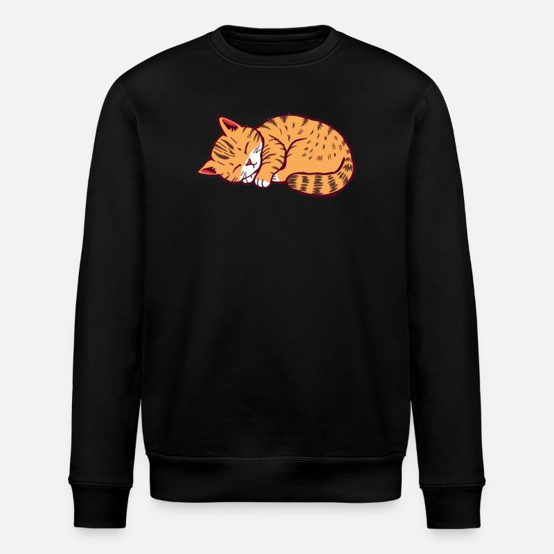 schlafende Katze Kätzchen Tigerkatze - Stanley/Stella Unisex Bio-Sweatshirt ROLLER - Schwarz