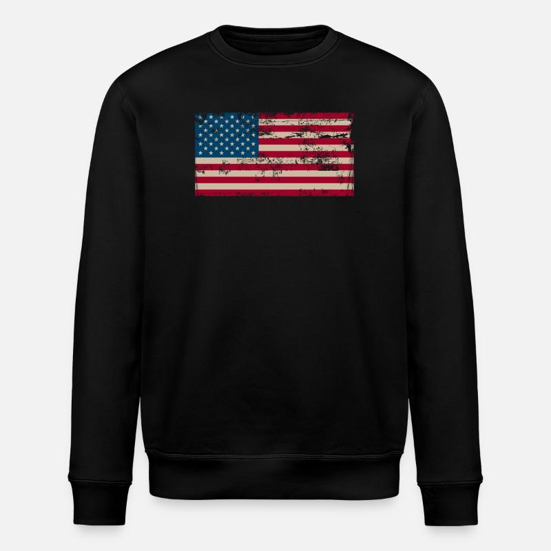 Drapeau américain vieilli - Sweat bio ROLLER Stanley/Stella Unisexe - noir