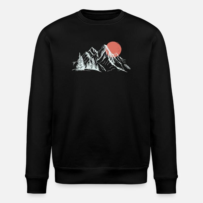 Purpurrote Sonne über schneebedeckten Gipfeln - Stanley/Stella Unisex Bio-Sweatshirt ROLLER - Schwarz