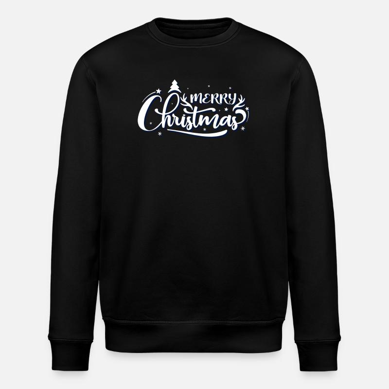 Ornate Merry Christmas Script - Stanley/Stella ROLLER Unisex Organic Sweatshirt - black