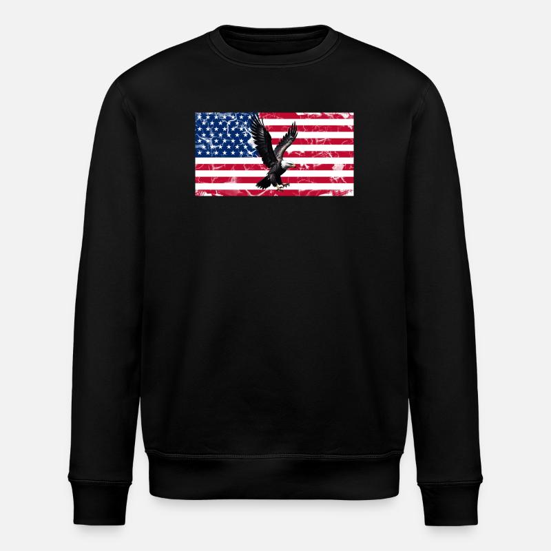 Liberty Eagle over US flag - Stanley/Stella ROLLER Unisex Organic Sweatshirt - black