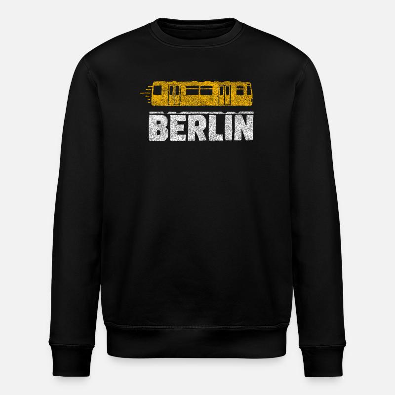 Berlin Tram Graphic - Stanley/Stella ROLLER Unisex Organic Sweatshirt - black