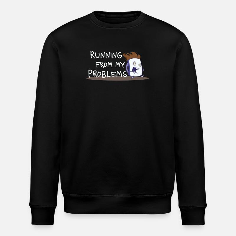 Running from My Problems – Kaffee Cartoon - Stanley/Stella Unisex Bio-Sweatshirt ROLLER - Schwarz