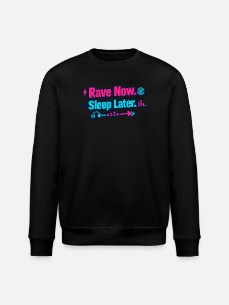 Rave Now, Sleep Later Neon Arrow - Stanley/Stella ROLLER Unisex Organic Sweatshirt - black
