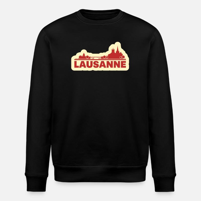 Lausanne Skyline Rétro - Sweat bio ROLLER Stanley/Stella Unisexe - noir