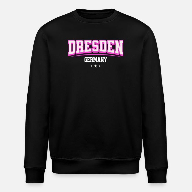 Dresden Retro Emblem Pink - Stanley/Stella ROLLER Unisex Organic Sweatshirt - black