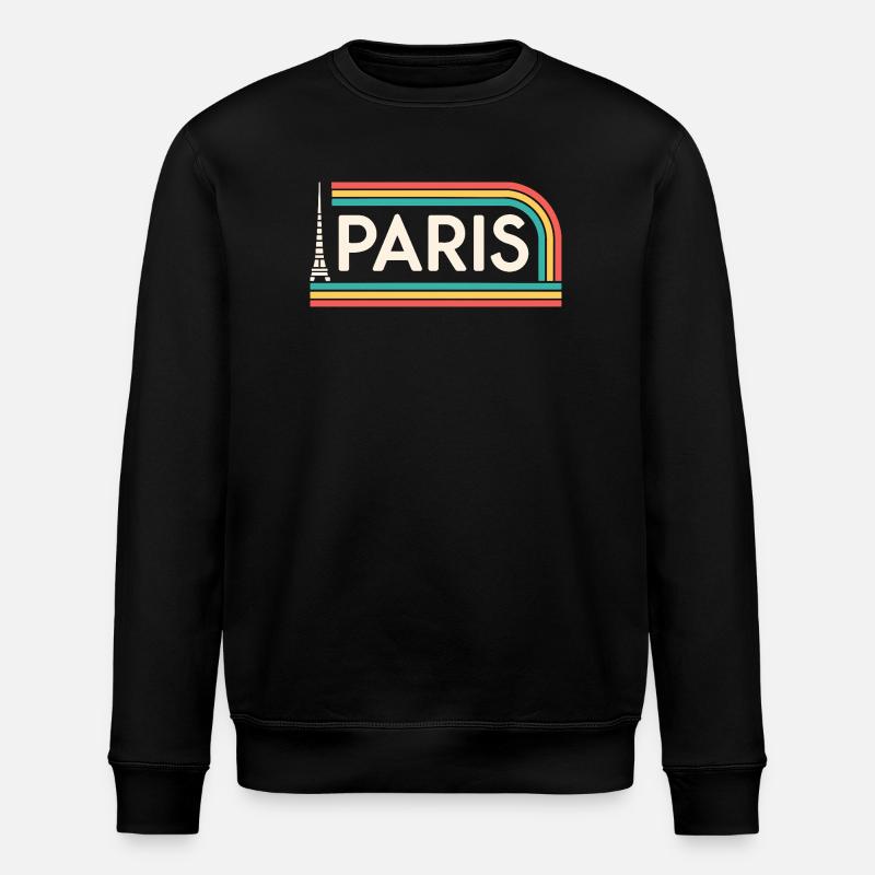 Paris Rainbow Retro - Stanley/Stella ROLLER Unisex Organic Sweatshirt - black