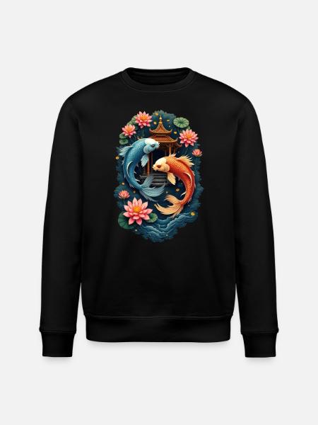 Koi Fishes - Stanley/Stella ROLLER Unisex Organic Sweatshirt - black
