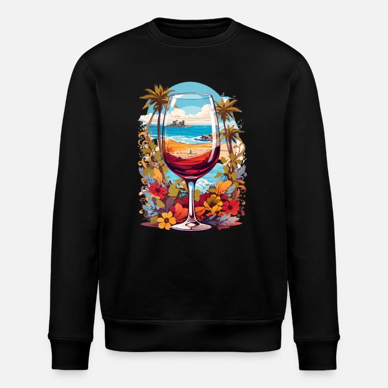 Strand Weinglas - Stanley/Stella Unisex Bio-Sweatshirt ROLLER - Schwarz