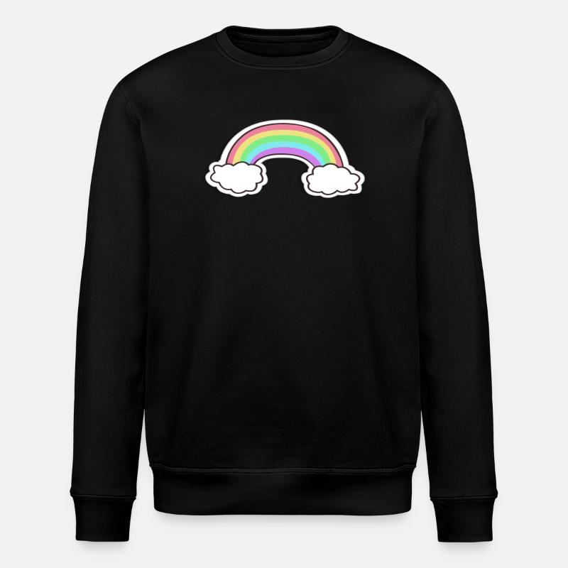 Pastellregenbogen mit Wolken Motiv - Stanley/Stella Unisex Bio-Sweatshirt ROLLER - Schwarz