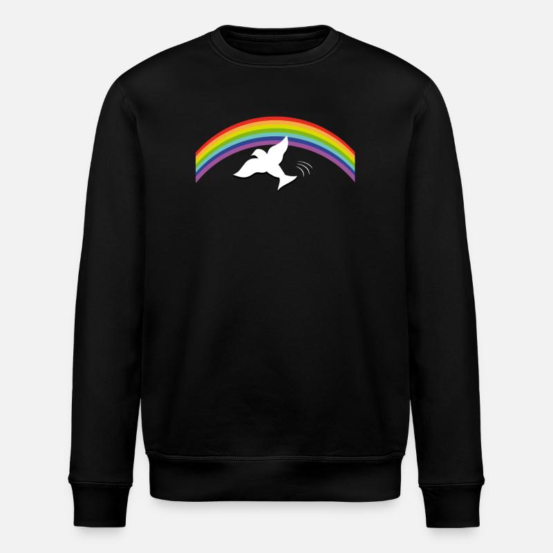 RAINBOW Regenbogen with peace dove - Stanley/Stella ROLLER Unisex Organic Sweatshirt - black