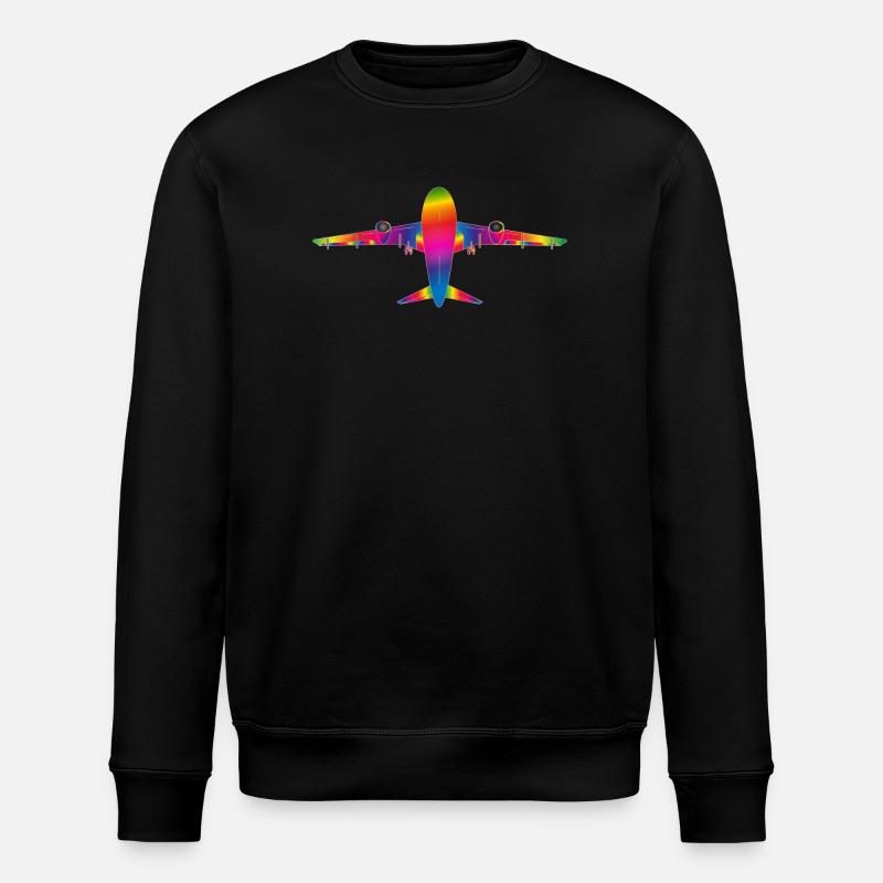 Flugzeug in Regenbogenfarben - Stanley/Stella Unisex Bio-Sweatshirt ROLLER - Schwarz