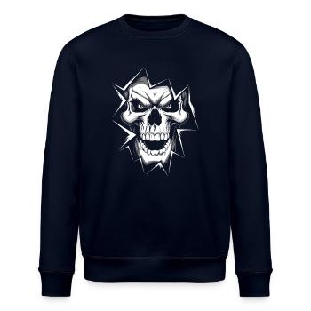 Wütender Skull mit langen Zähnen - Stanley/Stella Unisex Bio-Sweatshirt ROLLER - Navy - Vorne - Nik (191cm)