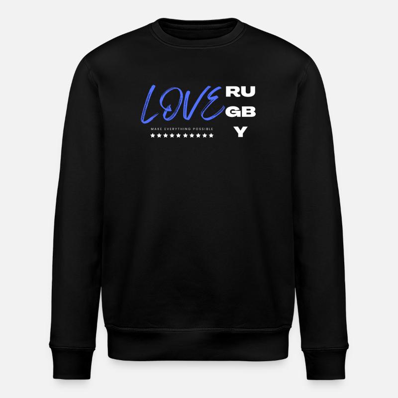 Ich liebe Rugby Blau - Stanley/Stella Unisex Bio-Sweatshirt ROLLER - Schwarz