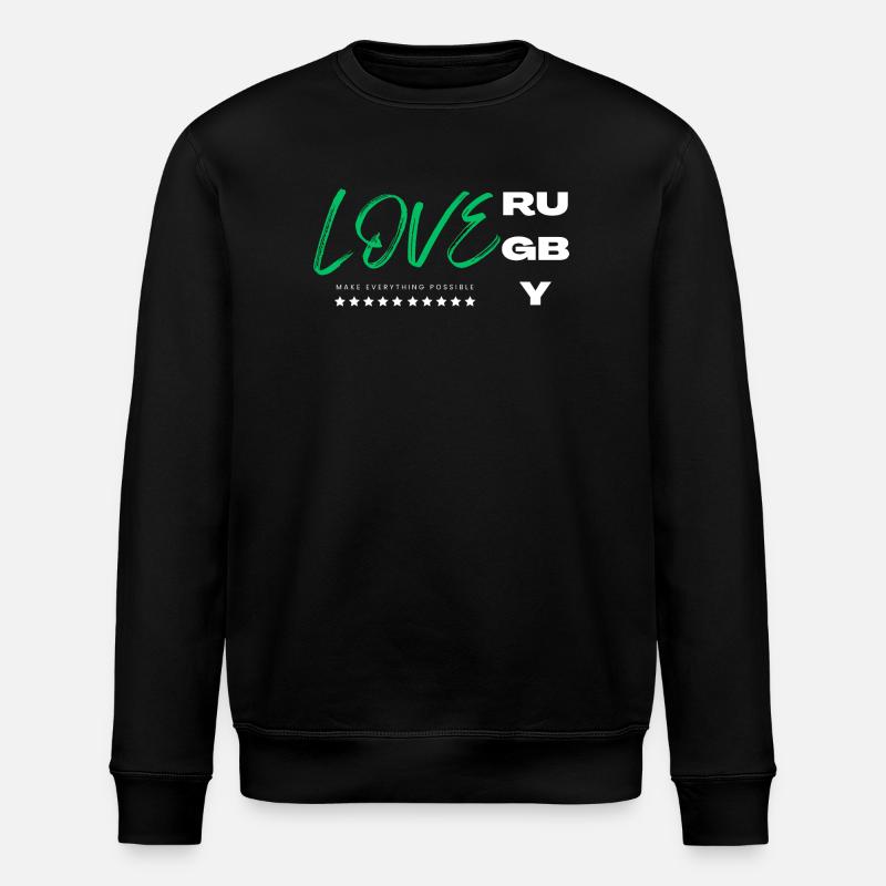 Ich liebe Rugby Grün - Stanley/Stella Unisex Bio-Sweatshirt ROLLER - Schwarz
