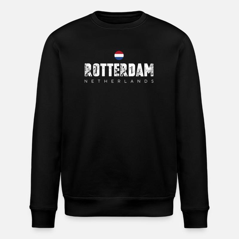 Rotterdam Bold City Emblem - Stanley/Stella ROLLER Unisex Organic Sweatshirt - black