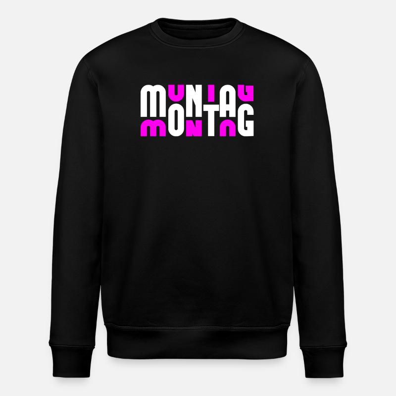 Monday White/Pink - Stanley/Stella ROLLER Unisex Organic Sweatshirt - black