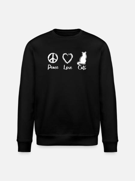 Peace Love Cats - Stanley/Stella Unisex Bio-Sweatshirt ROLLER - Schwarz