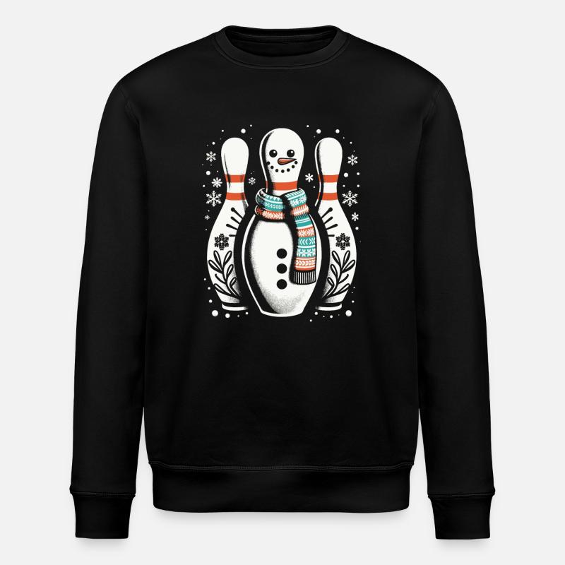 Bowling Skittles Snowman Christmas - Stanley/Stella ROLLER Unisex Organic Sweatshirt - black