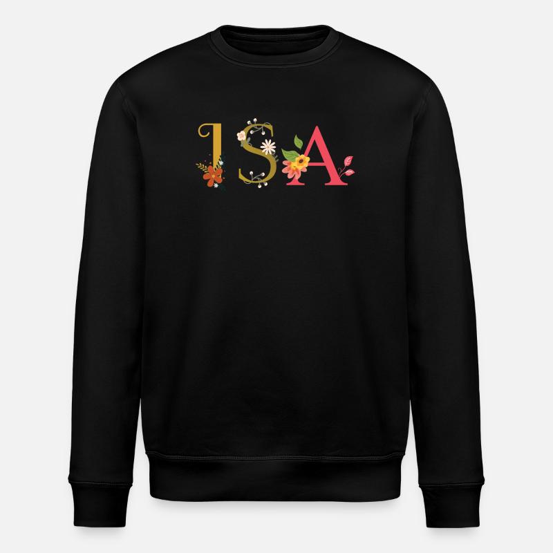 ISA Name mit Blumen geschmückt - Stanley/Stella Unisex Bio-Sweatshirt ROLLER - Schwarz