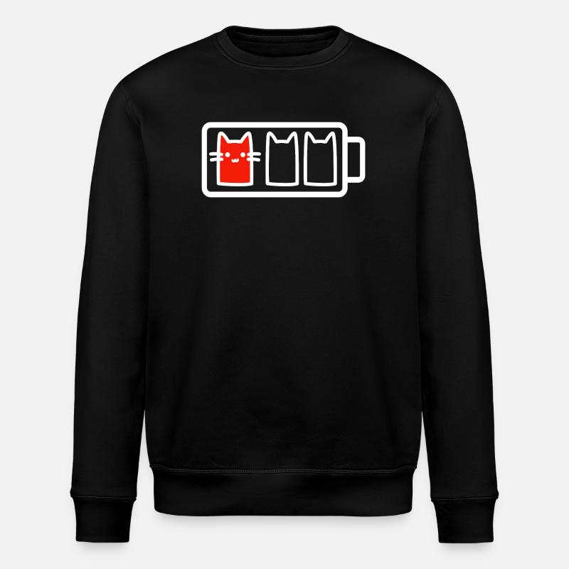 Katze mit wenig Batterie - Stanley/Stella Unisex Bio-Sweatshirt ROLLER - Schwarz