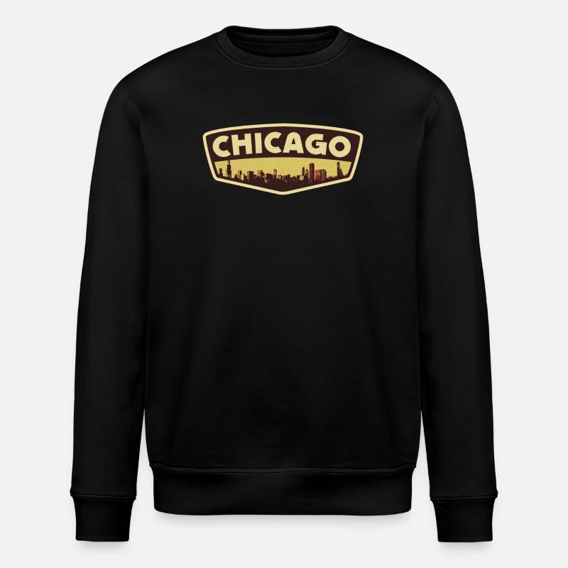Badge rétro Chicago Skyline - Sweat bio ROLLER Stanley/Stella Unisexe - noir